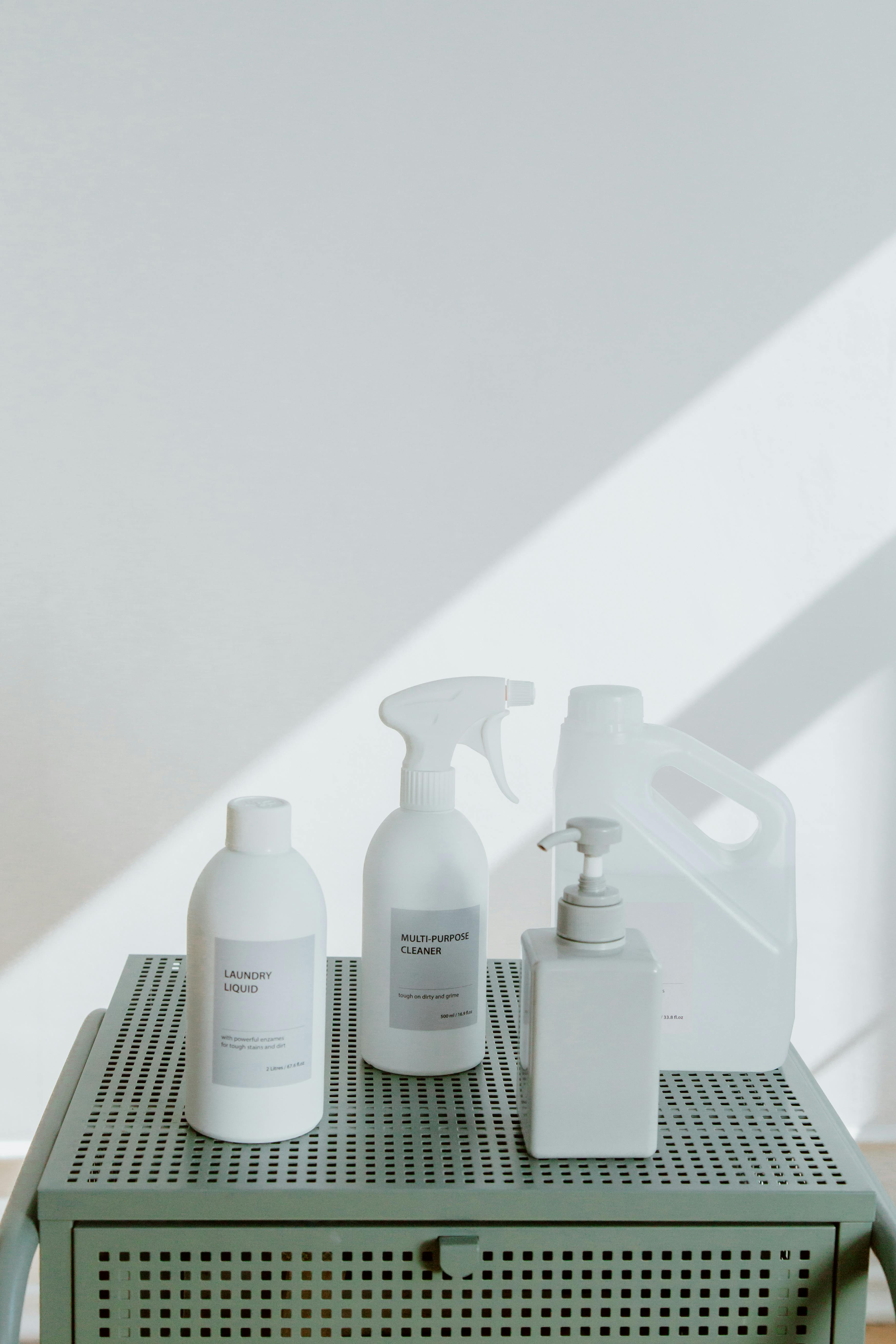 Cleaning product bottles for home maintenance