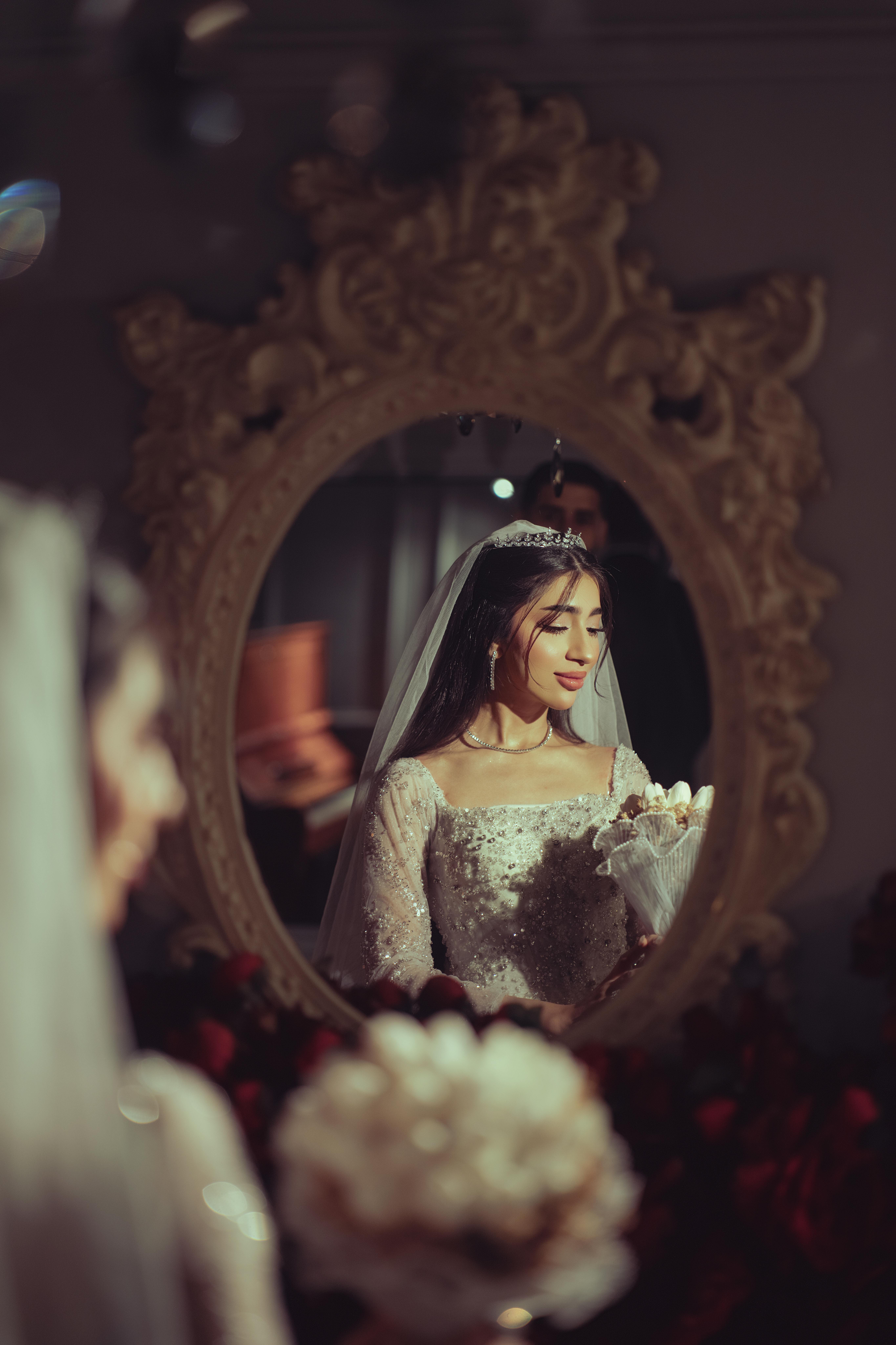 Decorative mirror mounted on wall